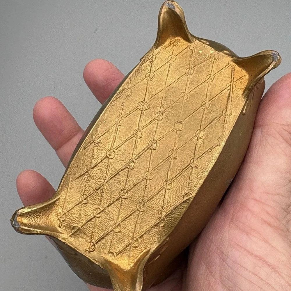Vintage Art Nouveau Gold Gilded Pot Metal Dresser Jewelry Box Silk Lined